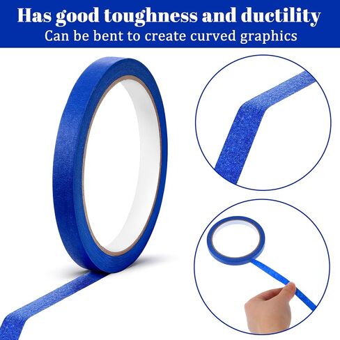 6 Pcs Pinstriping Masking Tape Masking Tape Thin Painters Tapes Narrow Finishing Maskings Tapes Low Tack High Temperature Easy Removal for Automotive Car Paint (1/8 Inch, 1/4 Inch，3/8 Inch) Blue in Saudi Arabia