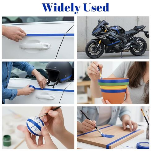 6 Pcs Pinstriping Masking Tape Masking Tape Thin Painters Tapes Narrow Finishing Maskings Tapes Low Tack High Temperature Easy Removal for Automotive Car Paint (1/8 Inch, 1/4 Inch，3/8 Inch) Blue in Saudi Arabia