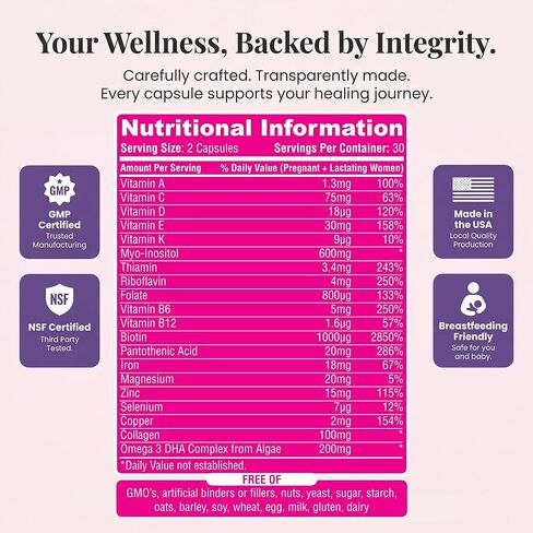 Align & Shine Postnatal Vitamins for Women - DHA, Iron, Folate, Vitamin B12 & Myo-Inositol | Postpartum Recovery - Breastfeeding Friendly - 1 Month Supply (60 Capsules) in Saudi Arabia