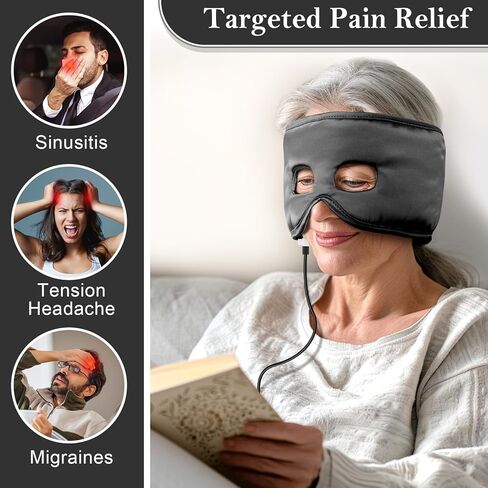 Thermorelief Sinus Mask, Heated Face Mask for Sinus Pressure, Migraine & Headache Relief, USB Corded Face Heating Pad with 3 Temperature Settings & 30-Min Auto Shut-Off in Saudi Arabia