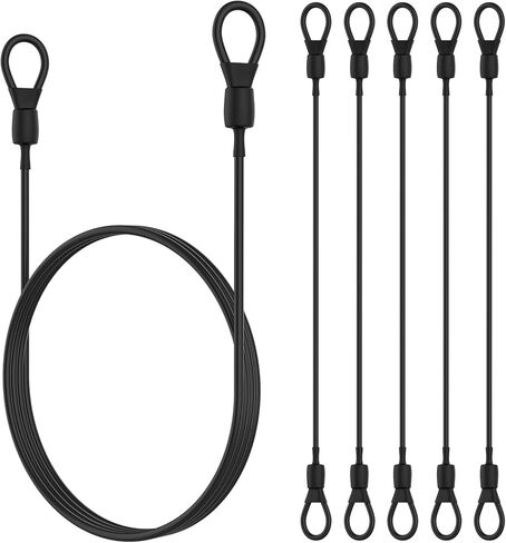 SDTC Tech 4 ft x 1/8" Balck Steel Security Cable with Double Loops | Flexible Braided Stainless Steel Coated | Weatherproof Anti-Theft Bike Lock Cable Wire for Luggage, Bike, U Lock (6PCS) in Saudi Arabia