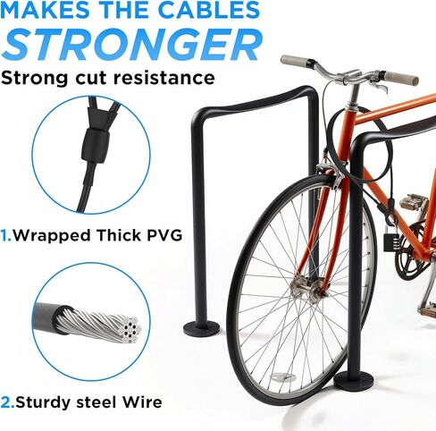 SDTC Tech 4 ft x 1/8" Balck Steel Security Cable with Double Loops | Flexible Braided Stainless Steel Coated | Weatherproof Anti-Theft Bike Lock Cable Wire for Luggage, Bike, U Lock (6PCS) in Saudi Arabia