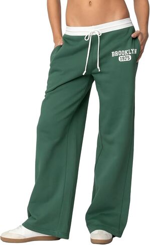 Women Low Rise Baggy Sweatpants Y2k Number Graphic Wide Leg Drawstring Loose Joggers Athletic Straight Lounge Pants in Saudi Arabia