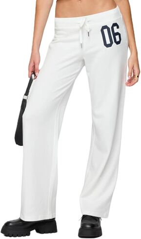 Women Low Rise Baggy Sweatpants Y2k Number Graphic Wide Leg Drawstring Loose Joggers Athletic Straight Lounge Pants in Saudi Arabia