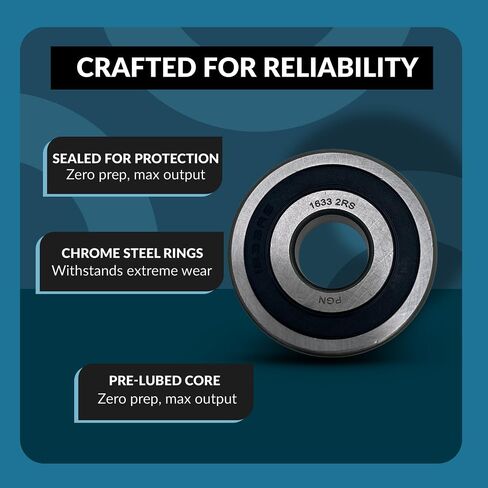 PGN (2 Pack) 1633-2RS Bearing - Lubricated Chrome Steel Sealed Ball Bearing in Saudi Arabia