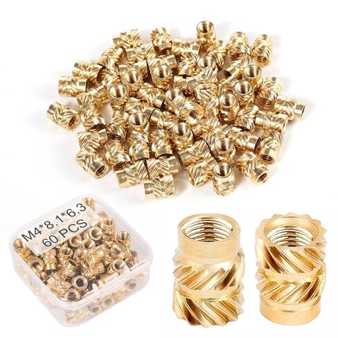 60 قطعة صواميل نحاسية مطبوعة ثلاثية الأبعاد، M4x8.1x6.3mm M4 صواميل نحاسية مخرشة خيط أنثى صامولة تضمين الحرارة لأجزاء الطباعة ثلاثية الأبعاد Loptop غلاف بلاستيكي للسيارات in Saudi Arabia