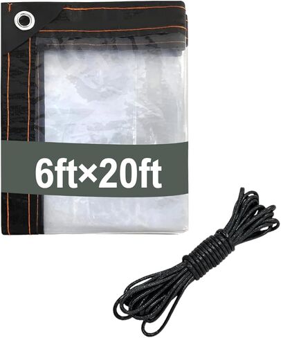 Clear Tarps with Grommets Clear Waterproof Tarp Transparent Tarpaulin Clear Plastic Rainproof Tarp Cover for Winter Cover Plants Chicken Coop Greenhouse Garden Patio Furniture Pets (3ft×6ft) in Saudi Arabia