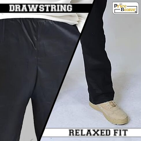PRICE BEATER Men’s Chef Pants, Poly Cotton Classic Professional Kitchen Uniform, Elastic Waist Culinary Workwear in Saudi Arabia