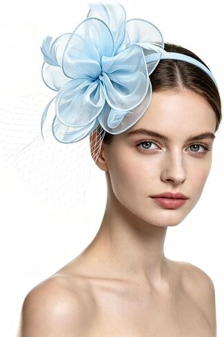 SAFERIN Women's Fascinators Feathers Tea Party Hat Veil Headband with Hair Clip for Cocktail Church in Saudi Arabia