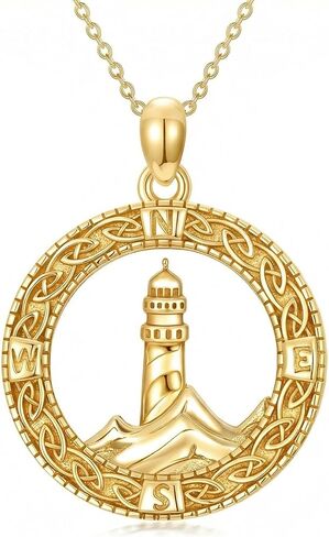 البوصلة / المراكب الشراعية / المنارة / الدفة مرساة قلادة للنساء 18K مطلية بالذهب مجوهرات البحرية البحرية عاشق البحر قلادة بحار هدايا عيد الأم للنساء أمي زوجة in Kuwait
