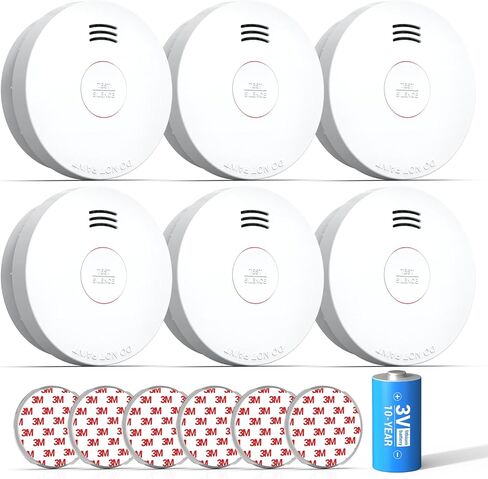 SITERWELL Smoke Detector, Smoke Detector 10 Year Battery with Photoelectric Sensor, Fire Alarm with Low Battery and Fault Warning for House and Bedroom, UL217-10th Listed, GS525A, 6 Packs in Saudi Arabia