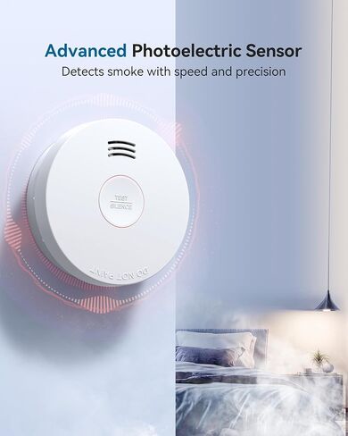 SITERWELL Smoke Detector, Smoke Detector 10 Year Battery with Photoelectric Sensor, Fire Alarm with Low Battery and Fault Warning for House and Bedroom, UL217-10th Listed, GS525A, 6 Packs in Saudi Arabia