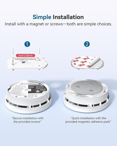 SITERWELL Smoke Detector, Smoke Detector 10 Year Battery with Photoelectric Sensor, Fire Alarm with Low Battery and Fault Warning for House and Bedroom, UL217-10th Listed, GS525A, 6 Packs in Saudi Arabia
