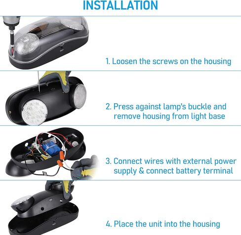 إضاءة الطوارئ LED من LEONLITE، ضوء الطوارئ في الموقع الرطب مع بطارية احتياطية، مصابيح خروج تجارية للأعمال، رأسان قابلان للتعديل، مدرج في قائمة UL وFCC، 120/277 فولت، IP65 مقاوم للماء، أسود، حزمة من 4 in Kuwait