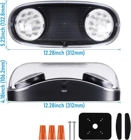إضاءة الطوارئ LED من LEONLITE، ضوء الطوارئ في الموقع الرطب مع بطارية احتياطية، مصابيح خروج تجارية للأعمال، رأسان قابلان للتعديل، مدرج في قائمة UL وFCC، 120/277 فولت، IP65 مقاوم للماء، أسود، حزمة من 4 in Kuwait