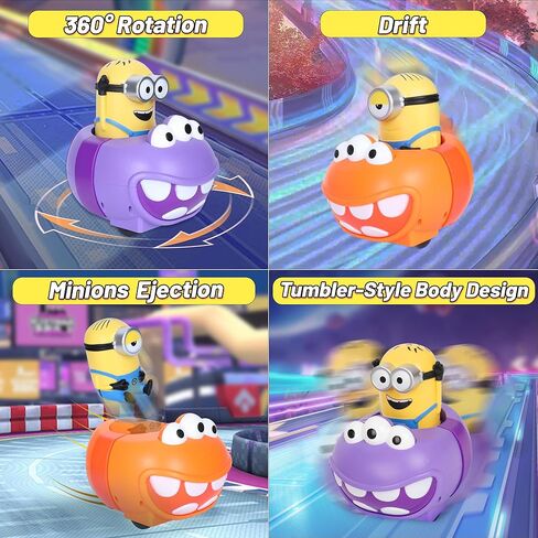 YOLOPARK Minions Remote Control Car,Despicable Me RC Stuart Bumper Cars with Light & Sound Effect,360° Rotating Minion Figure Bump and Eject Toys,Christmas Birthday Gifts for Ages 3+ Year Old in Saudi Arabia