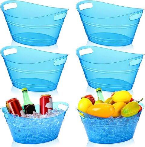 meekoo 6 Pcs Plastic Ice Buckets Bulk with Handles 4.5L Oval Storage Tub Large Capacity Ice Drink Bucket for Easter Summer Party Bar Wine Beer Champagne Beverage Bottle Cooler(4.5 L,Multicolor) in Saudi Arabia