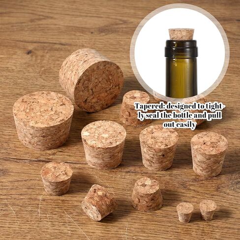 30 PCS Cork Stoppers Assorted Sizes Corks for Wine Bottles for Crafts Natural Corks Wooden Cork Plugs Tapered for Wine Beer Bottles DIY Crafts in Saudi Arabia