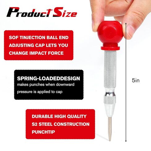 Center Punch, 5-Inch Automatic Center Punch for Metal, Adjustable Impact Spring Loaded Center Punch Tool in Saudi Arabia