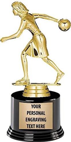 Crown Awards Bowling Trophies with Custom Engraving, 7.25" Personalized Female Bowling Trophy On Deluxe Round Base Prime in Saudi Arabia