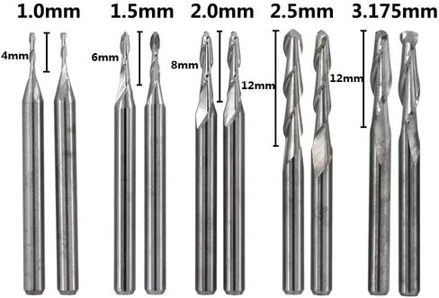 10pcs Ball Nose Carbide End Mill 1/8 Inch Shank Spiral CNC Router Bit Wood Engraving 2 Flutes Cutting Tool Edge Bits in Saudi Arabia