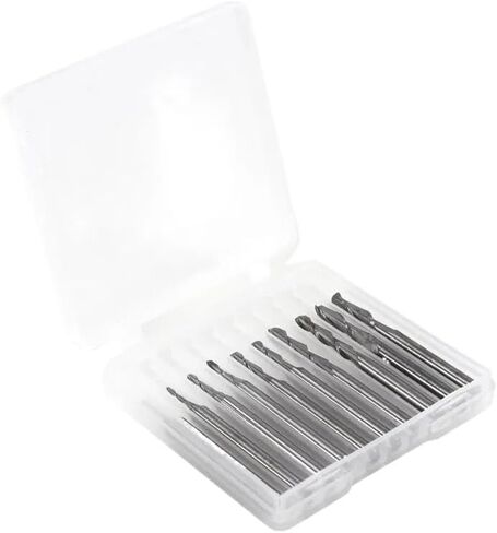 10pcs Ball Nose Carbide End Mill 1/8 Inch Shank Spiral CNC Router Bit Wood Engraving 2 Flutes Cutting Tool Edge Bits in Saudi Arabia