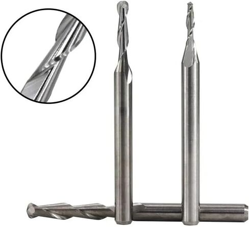 10pcs Ball Nose Carbide End Mill 1/8 Inch Shank Spiral CNC Router Bit Wood Engraving 2 Flutes Cutting Tool Edge Bits in Saudi Arabia