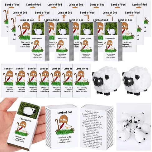 36 Sets Lamb of God Christian Gift Bulk Religious Miniature Sheep Bible Verse Card Emotional Support Gift Christian Easter Gifts Easter Egg Fillers Church Sunday School Supplies(White Lamb) in Saudi Arabia