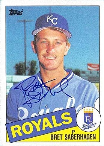 Autograph Warehouse 244713 Bret Saberhagen Autographed Baseball Card - Kansas City Royals World Series Champ 1985 Topps - No. 23 Rookie Season in Saudi Arabia