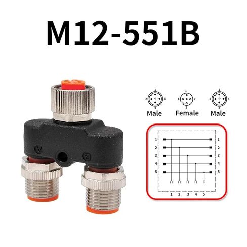 1PCS M12 Sensor, Connector Waterproof tee Tube Conversion Male and Female 4.5 pin(551B) in Saudi Arabia