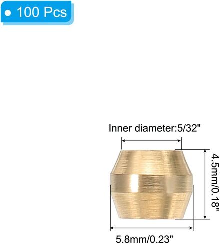 PATIKIL 100Pcs Brass Compression Sleeves Ferrules, Tube OD 5/32" Compression Fittings Assortment Kit for Connecting Air, Fuel, Water, Oil and Inert Gases Lines in Saudi Arabia