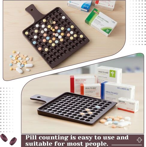100 Holes 8mm Pill Counting Tray Plate Tool, Plastic Medicine Dispenser Tray with Handle, Pill Counter Tablet Counting Plate, Beadwork Sorting Tool, Arrangement Board in Saudi Arabia