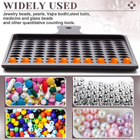 100 Holes 8mm Pill Counting Tray Plate Tool, Plastic Medicine Dispenser Tray with Handle, Pill Counter Tablet Counting Plate, Beadwork Sorting Tool, Arrangement Board in Saudi Arabia