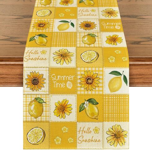 وضع Artoid عباد الشمس الليمون 210 GSM Hello Sunshine Summer Table Runner، ديكور طاولة الطعام الموسمية للمطبخ لديكور المنزل والحفلات 13x72 بوصة in Saudi Arabia
