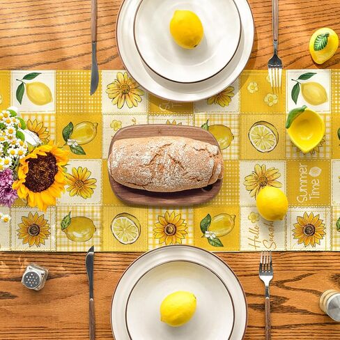 وضع Artoid عباد الشمس الليمون 210 GSM Hello Sunshine Summer Table Runner، ديكور طاولة الطعام الموسمية للمطبخ لديكور المنزل والحفلات 13x72 بوصة in Saudi Arabia