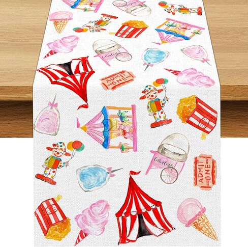 Circus Carnival Party Decoration Table Runner Circus Birthday Party Suppy Festival Dining Room Home Kitchen Table Decor in Saudi Arabia