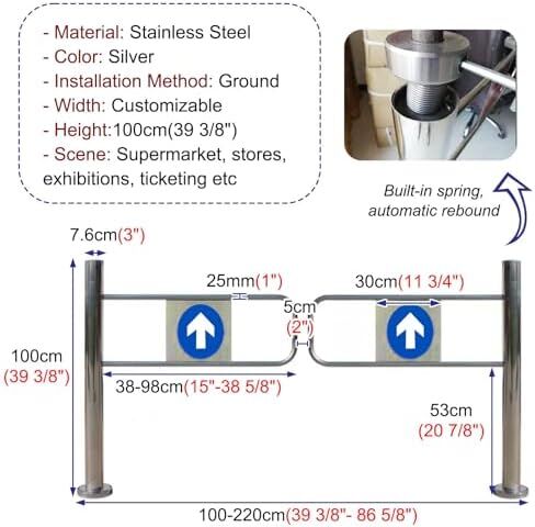 Automatic Security Revolving Door for Stadiums & Museums 1 Way Swing Gate Access Entrance Barricade Safety Gate (150x100cm 59x39in) in Saudi Arabia