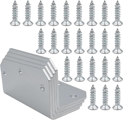 4 Pack 4-Inch Heavy Duty L Brackets and 24pcs Screw- alvanized 90° Corner Braces for Wood, 4"x2"x2" Steel Right Angle Brackets for Furniture, Fences, Decks & Shelves – Rust-Resistant Metal Bracing in Saudi Arabia
