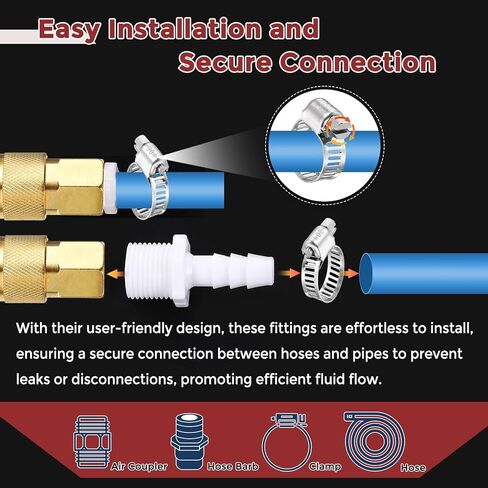 Pack of 6 Plastic Hose Barb Fittings 5/16" Hose Barb to 1/2" g Male Fittings in Saudi Arabia