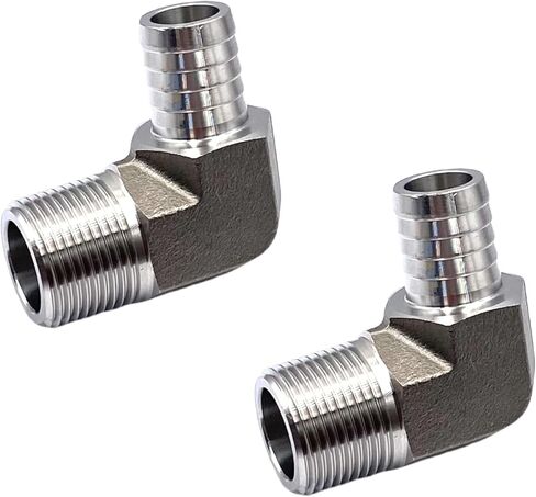 2 قطعة 304 الفولاذ المقاوم للصدأ خرطوم الكوع الشائك 3/4 "بارب إلى 3/4" NPT ذكر محول بارب تركيبات للغازات والمياه والزيوت وأنظمة الوقود in Saudi Arabia