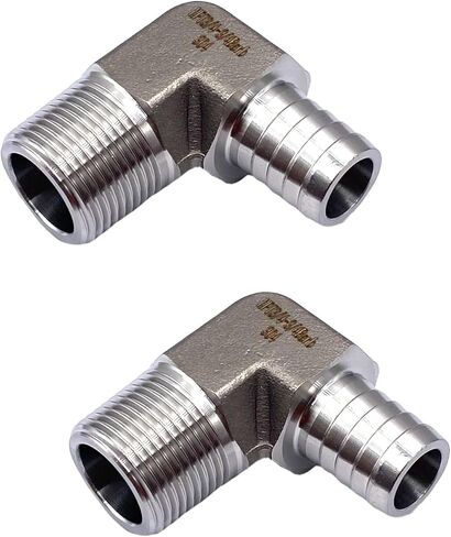 2 قطعة 304 الفولاذ المقاوم للصدأ خرطوم الكوع الشائك 3/4 "بارب إلى 3/4" NPT ذكر محول بارب تركيبات للغازات والمياه والزيوت وأنظمة الوقود in Saudi Arabia