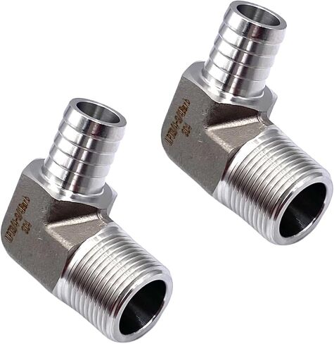 2 قطعة 304 الفولاذ المقاوم للصدأ خرطوم الكوع الشائك 3/4 "بارب إلى 3/4" NPT ذكر محول بارب تركيبات للغازات والمياه والزيوت وأنظمة الوقود in Saudi Arabia