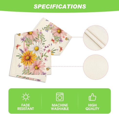 Artoid Mode Pink Daisy Leaves 210 GSM Spring Table Runner, Seasonal Summer Kitchen Dining Table Decoration for Home Party Decor 13x72 Inch in Saudi Arabia