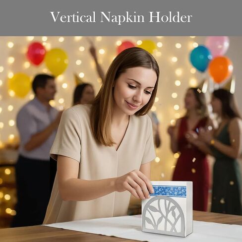 Napkin Holder for Table | Upright Napkin Stand with Decorative Leaf & Branch Design, Modern Metal Napkin Holder for Kitchen, Dining, Café, Office | Rust-Resistant Silver Finish in Saudi Arabia