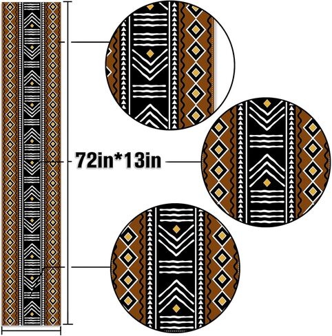 Black History Month African Print Table Runner Kwanzaa Vintage Tribal Traditional Mudcloth Pattern for Dining Room Home Kitchen Island Decor in Saudi Arabia