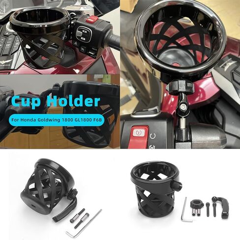 حامل أكواب الدراجة النارية حامل مشروبات المقود يناسب Honda Goldwing GL1800 GL 1800 Trike 2001-2021 F6B 2013-2021 (كروم) in Saudi Arabia
