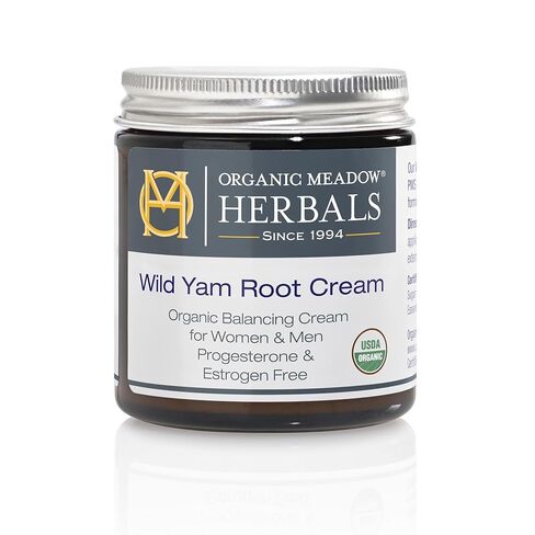 Organic Meadow Herbals Wild Yam Root Cream - USDA Certified Organic Balancing Cream for PMS & Menopause Relief - Estrogen & Progesterone-Free. Handmade by us. Woman-owned & Operated Since 1994 (2 oz) in Saudi Arabia