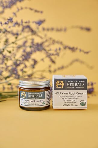 Organic Meadow Herbals Wild Yam Root Cream - USDA Certified Organic Balancing Cream for PMS & Menopause Relief - Estrogen & Progesterone-Free. Handmade by us. Woman-owned & Operated Since 1994 (2 oz) in Saudi Arabia