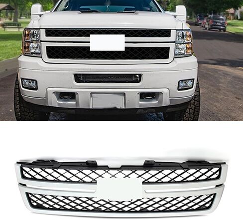 MIC Front Grille Grill Compatible with Silverado 2500 HD 3500 HD 2011-2014 (Gloss Black Trim) in Saudi Arabia
