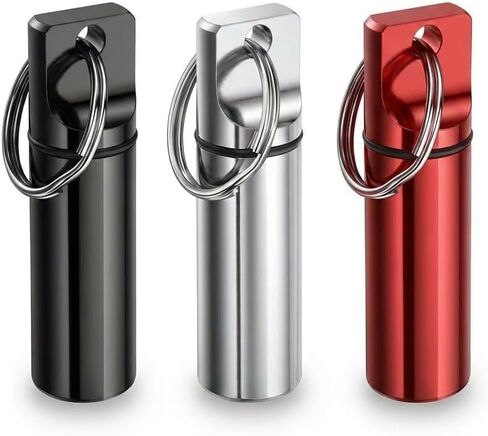 Mini Pill Box Keychain 3 Pack Mixed Colors, Aluminum Carry Case with Screw Cap Seal, Compact Metal Storage for Travel Carry in Saudi Arabia